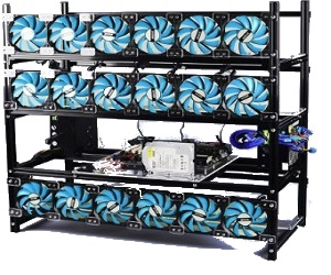 Rig Apilable de Aluminio Ventilador Azul 18 GPU Rig Apilable de Aluminio Ventilador Azul 18 GPU