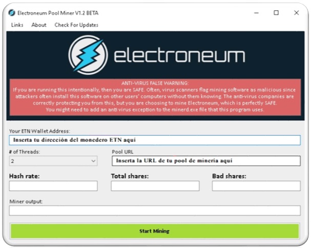 Configurar el software de minería con Electroneum